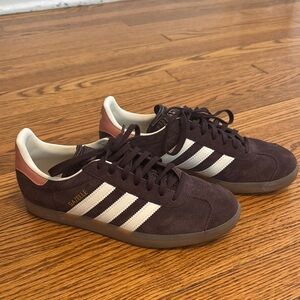 Adidas Brown and Coral Gazelle Sneakers